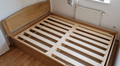 Fanni 140x200 cm, oldalr�l felnyithat� Francia�gy - nagy teherb�r�s�, massz�v! -   b�kk kivitelben - Mogyor� p�col�ssal - Most 30 % kedvezm�nnyel!